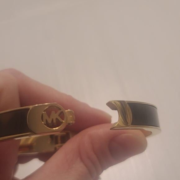 Michael Kors Gold-tone Black Enamel Logo Bangle - Picture 3 of 3